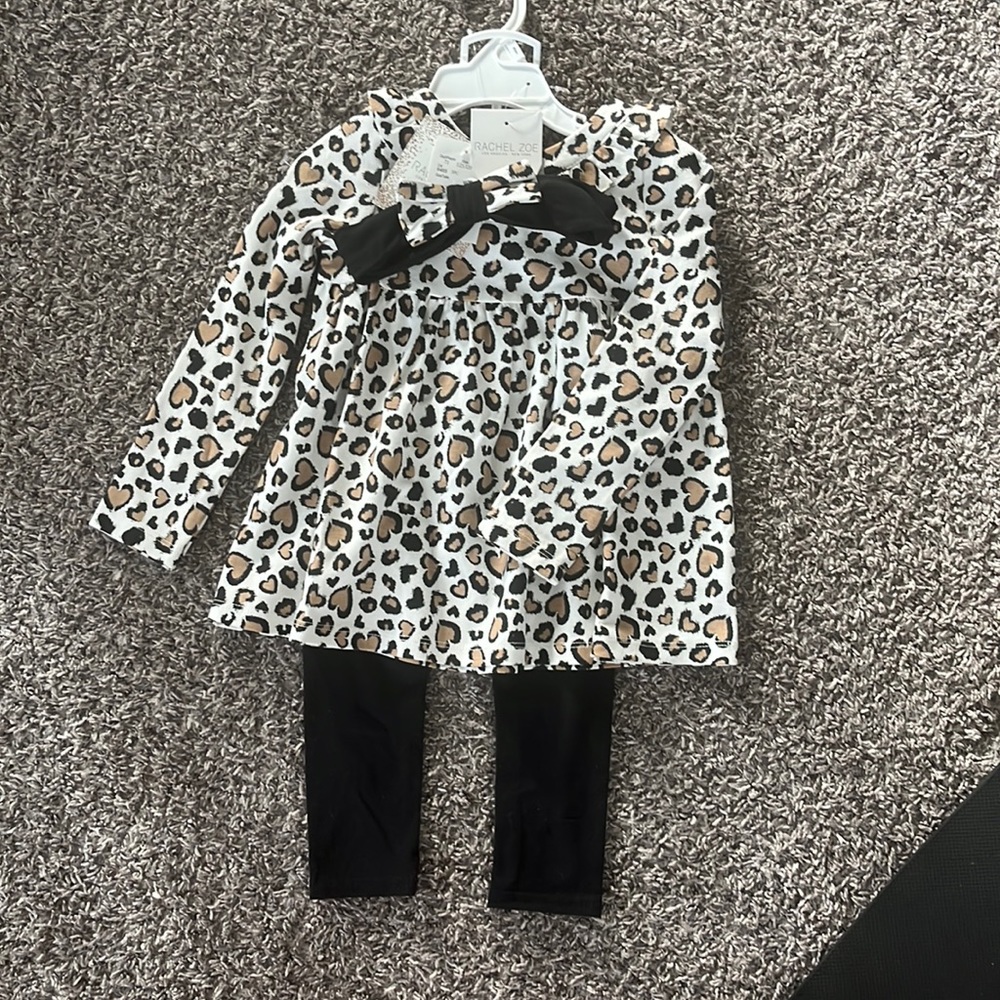 Rachel Zoe 3 piece leopard print outfit with headband